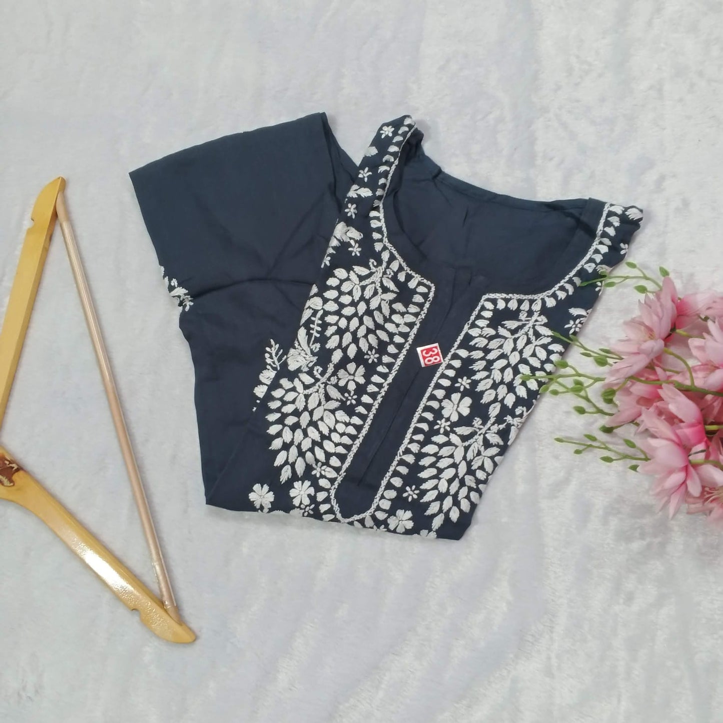 Pure Modal Chikankari Kurti - Grey Color - Chikankaar