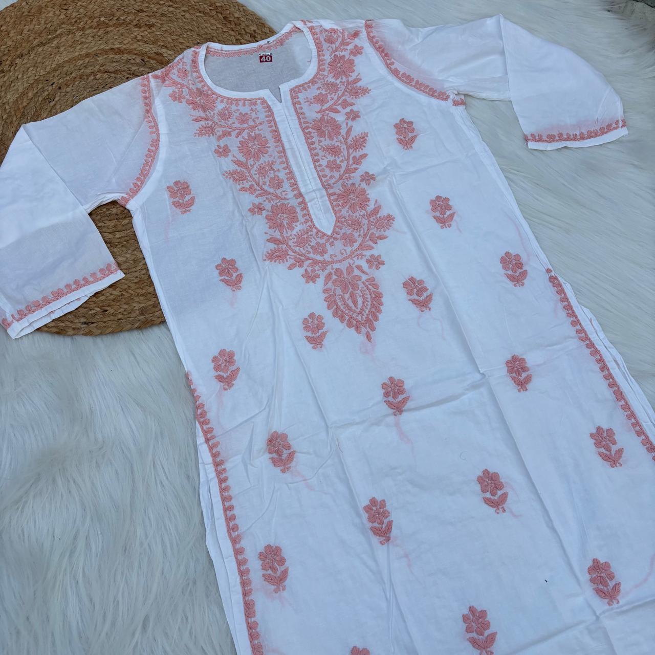 Shraddha Kapoor inspired Pure Cotton Chikankari Kurti - Baby Pink Colour