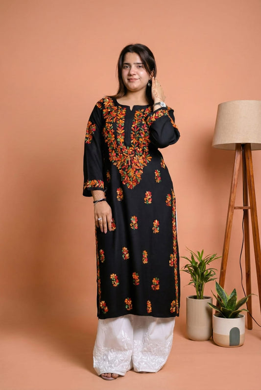 Maysa Soft Rayon Chikankari Kurti - Multi Colour
