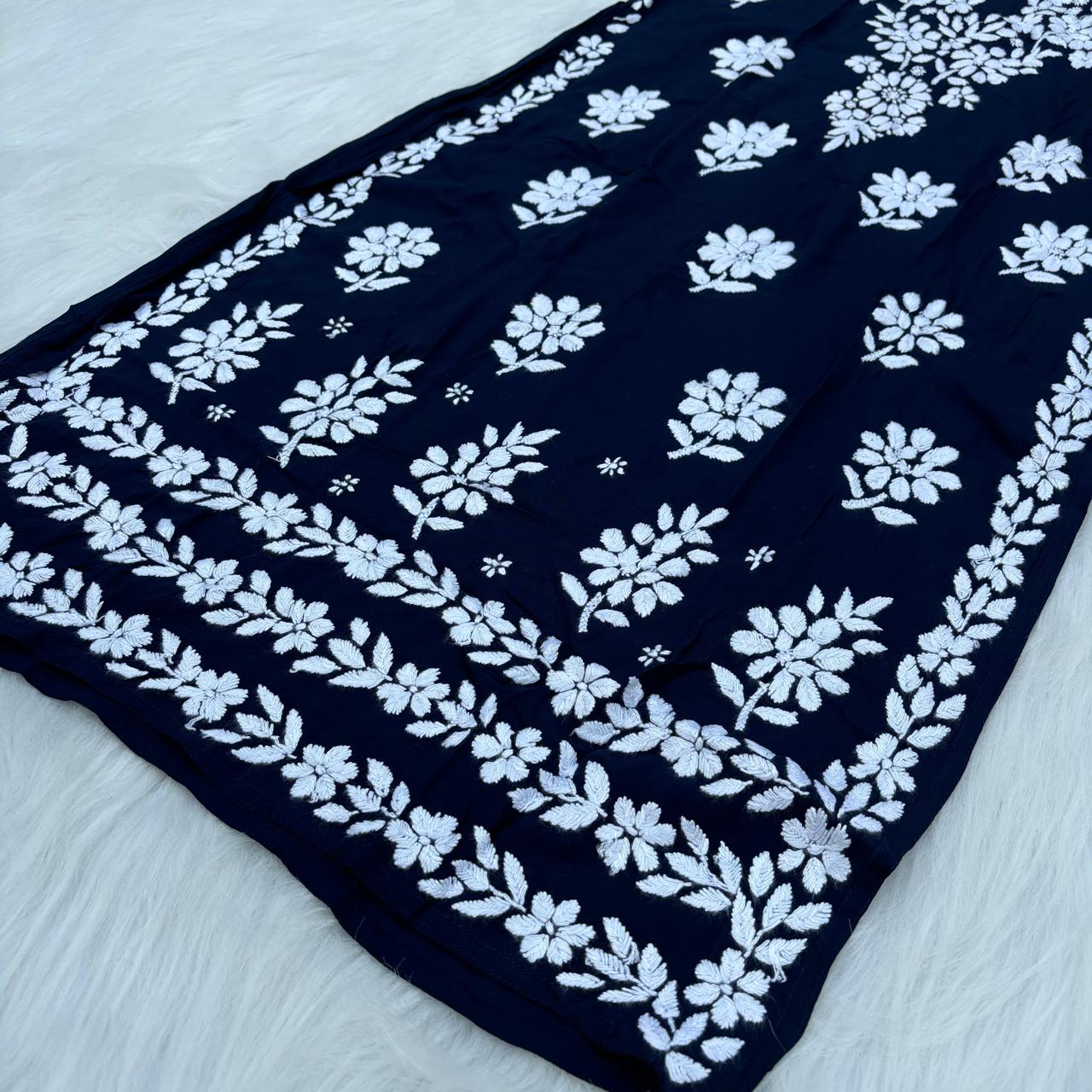 Avneet Kaur Inspired Modal Chikankari Kurti - Navy Blue colour - Chikankaar