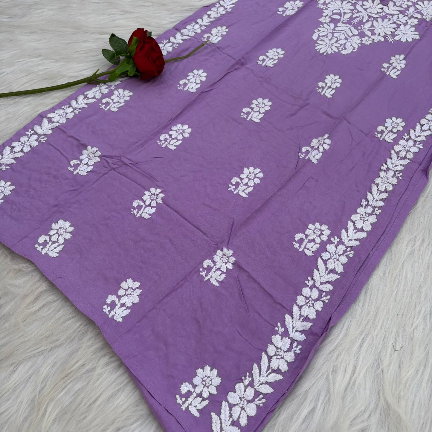 Maysa Soft Rayon Chikankari Kurti - Purple Colour