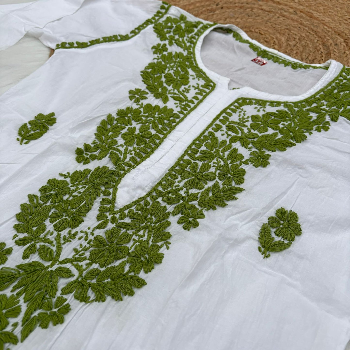 Shraddha Kapoor inspired Pure Cotton Chikankari Kurti - Green Colour - Chikankaar
