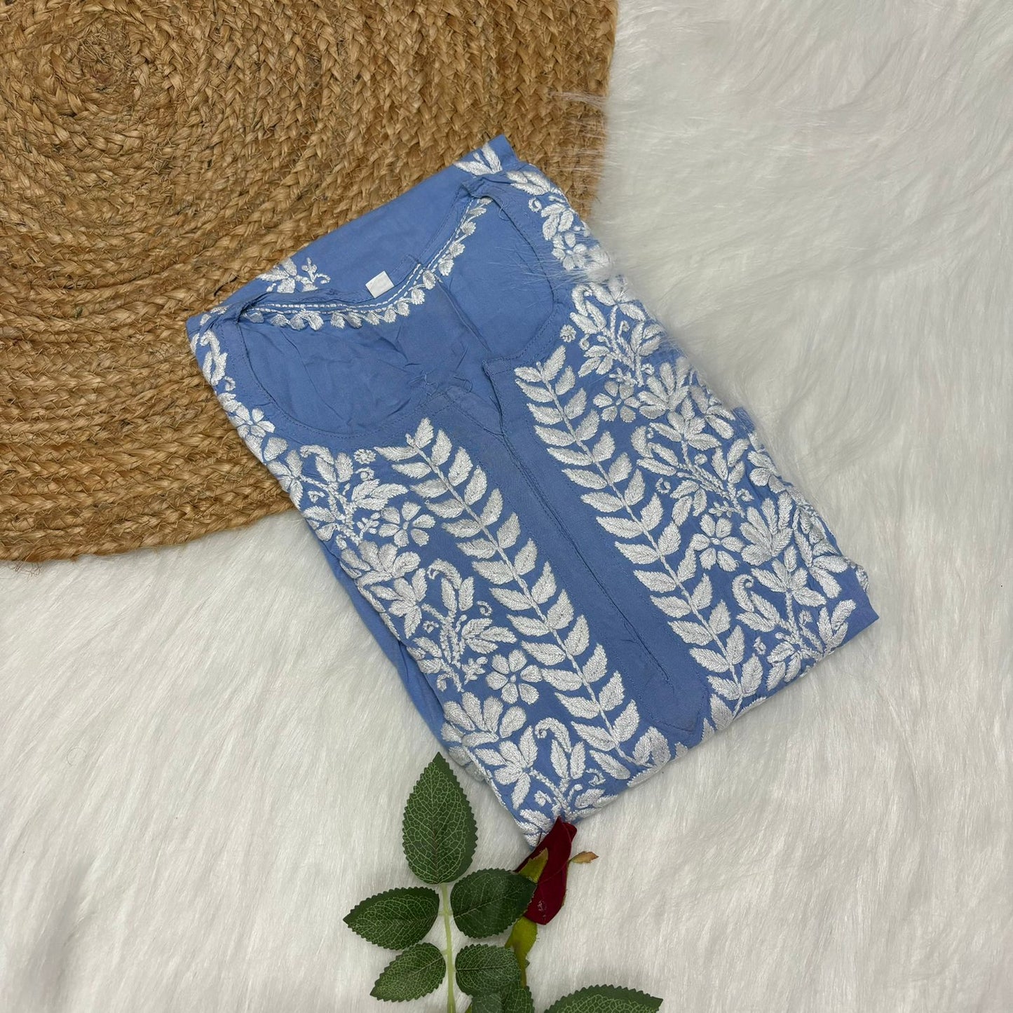 Avneet Kaur Inspired Modal Chikankari Kurti - Sky Blue colour - Chikankaar