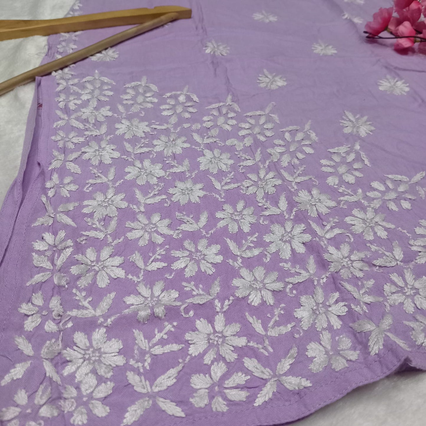 Zeenat Rayon Side Button Chikankari Kurti - Purple Colour - Chikankaar