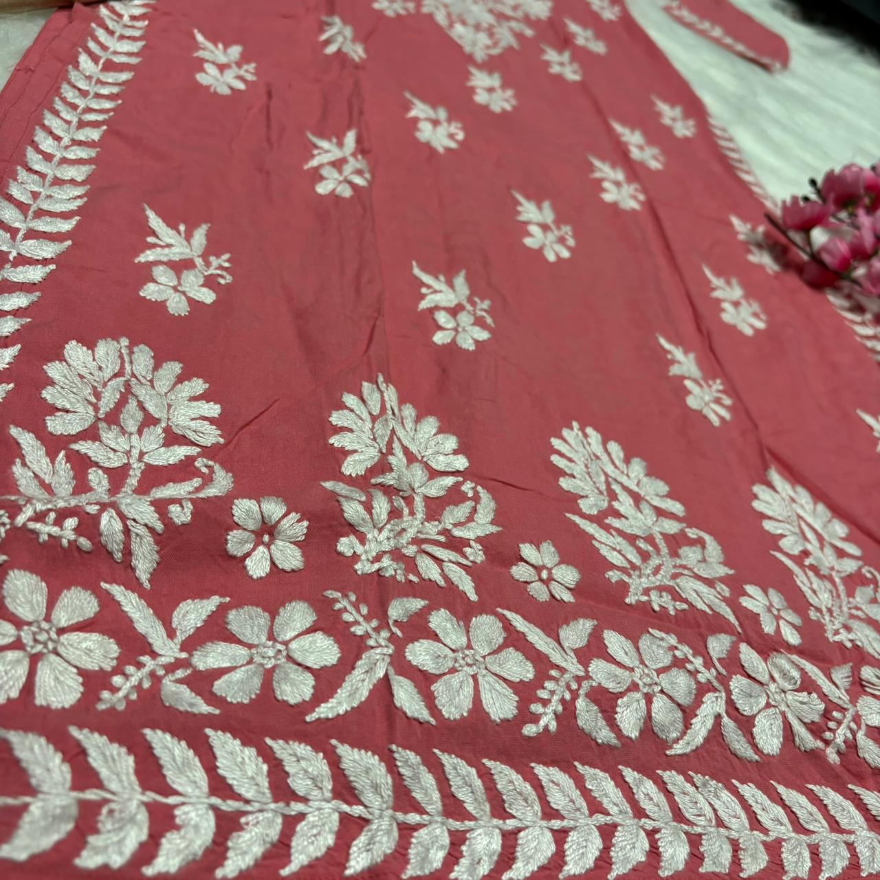 Avneet Kaur Inspired Modal Chikankari Kurti -Gazri colour - Chikankaar
