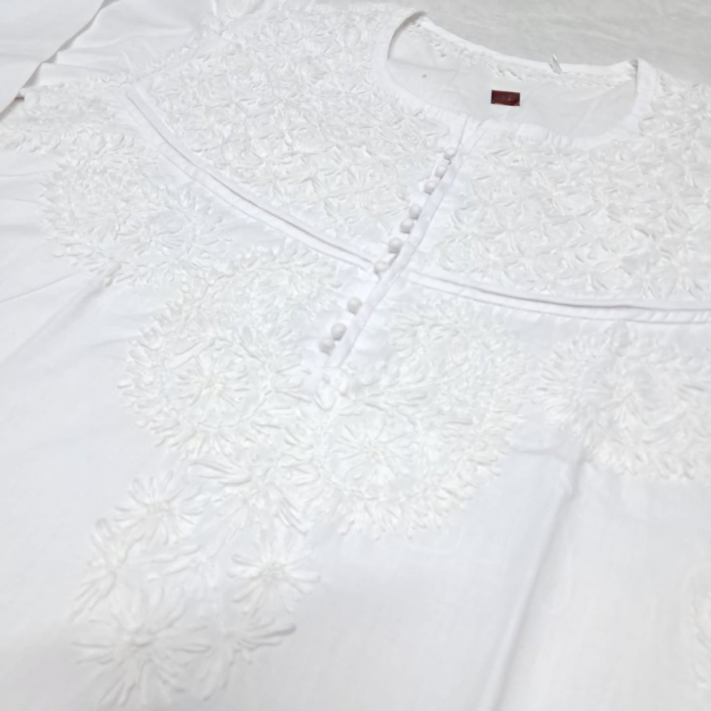 Adiva Pure Cotton Chikankari Handwork Kurti -White Colour - Chikankaar