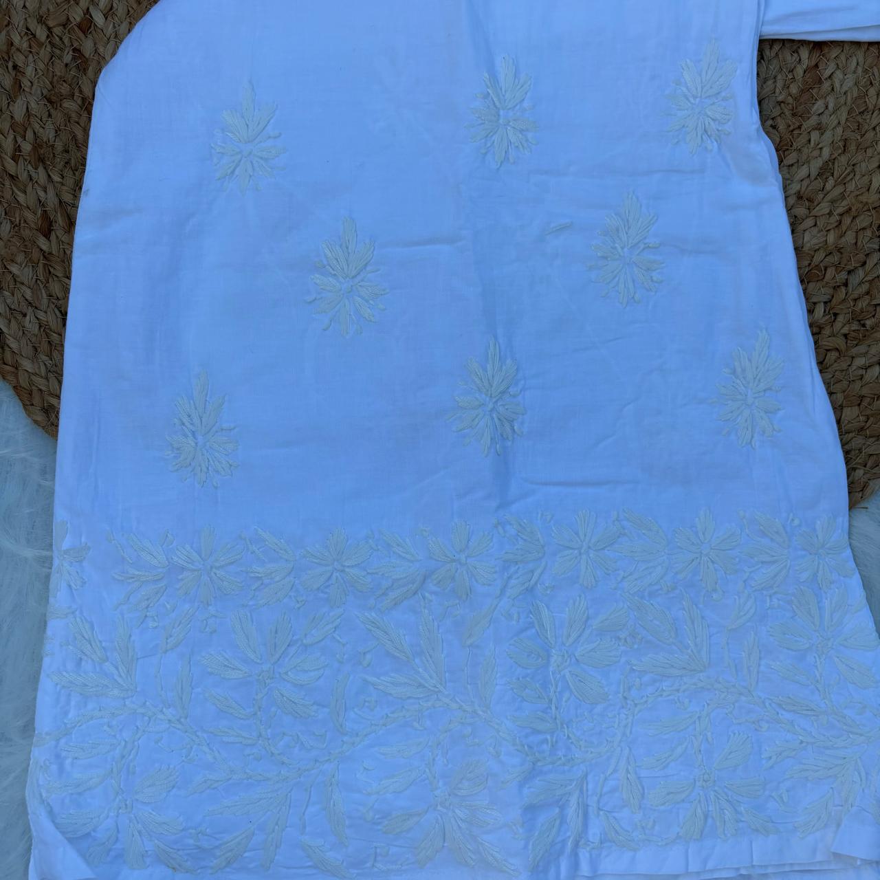 Sara Chikankari Cotton Plazo - White Colour - Chikankaar