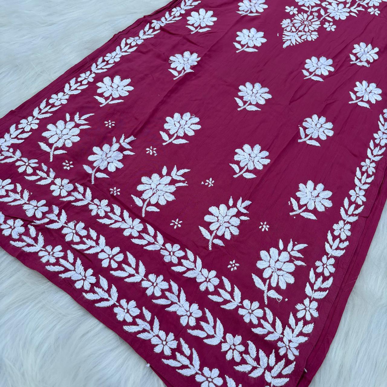 Avneet Kaur Inspired Modal Chikankari Kurti - Rani colour - Chikankaar
