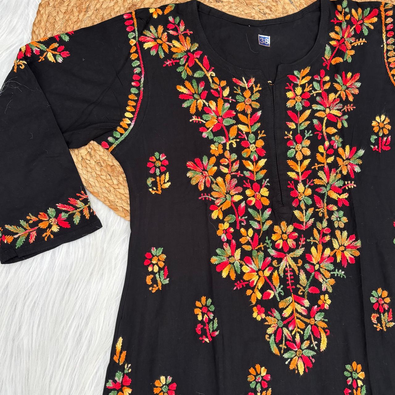 Namara Soft Rayon Chikankari Kurti Plazo Set - Multi Colour