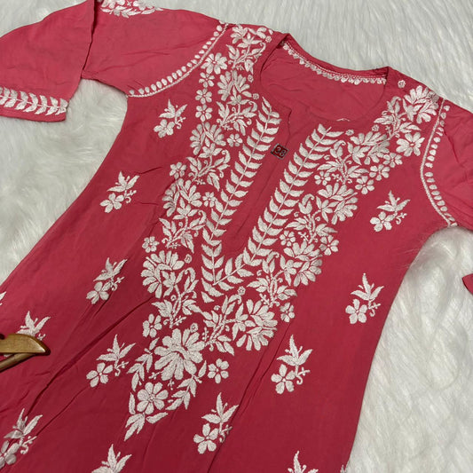 Avneet Kaur Inspired Modal Chikankari Kurti -Gazri colour - Chikankaar