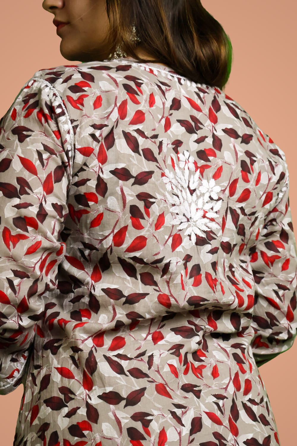 Emaya Pure Mulmul Chikankari Handwork Kurti - Cream Colour