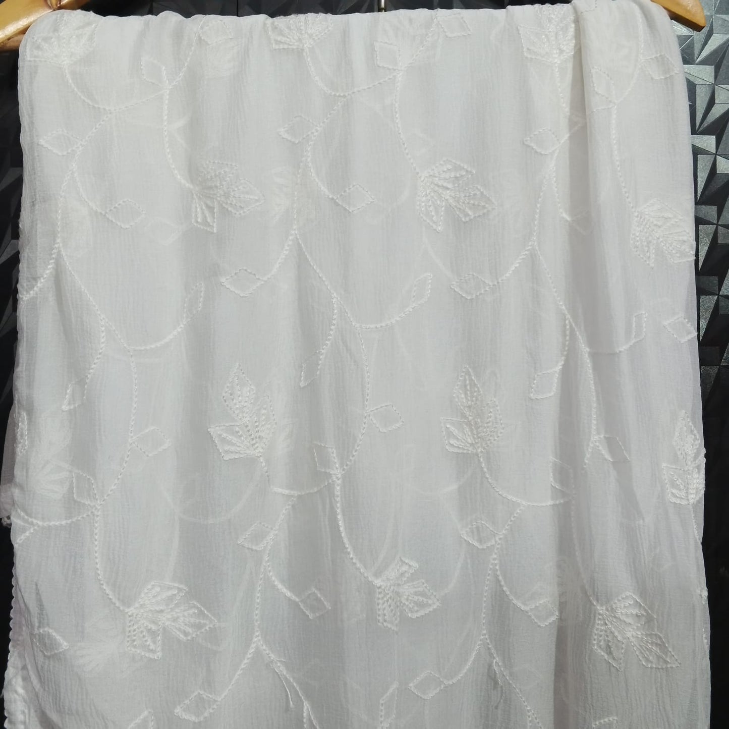 CHIFFON CHIKANKARI DYEABLE DUPATTA - Chikankaar
