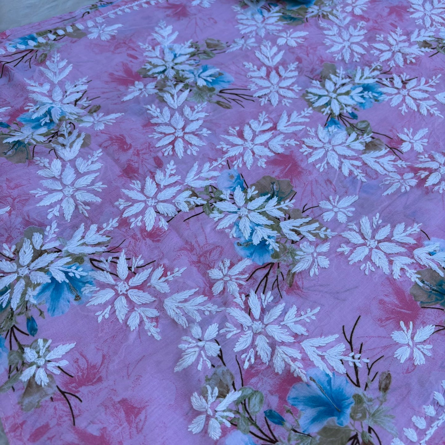 Rasha Pure Mulmul Chikankari Kurti - Pink Color