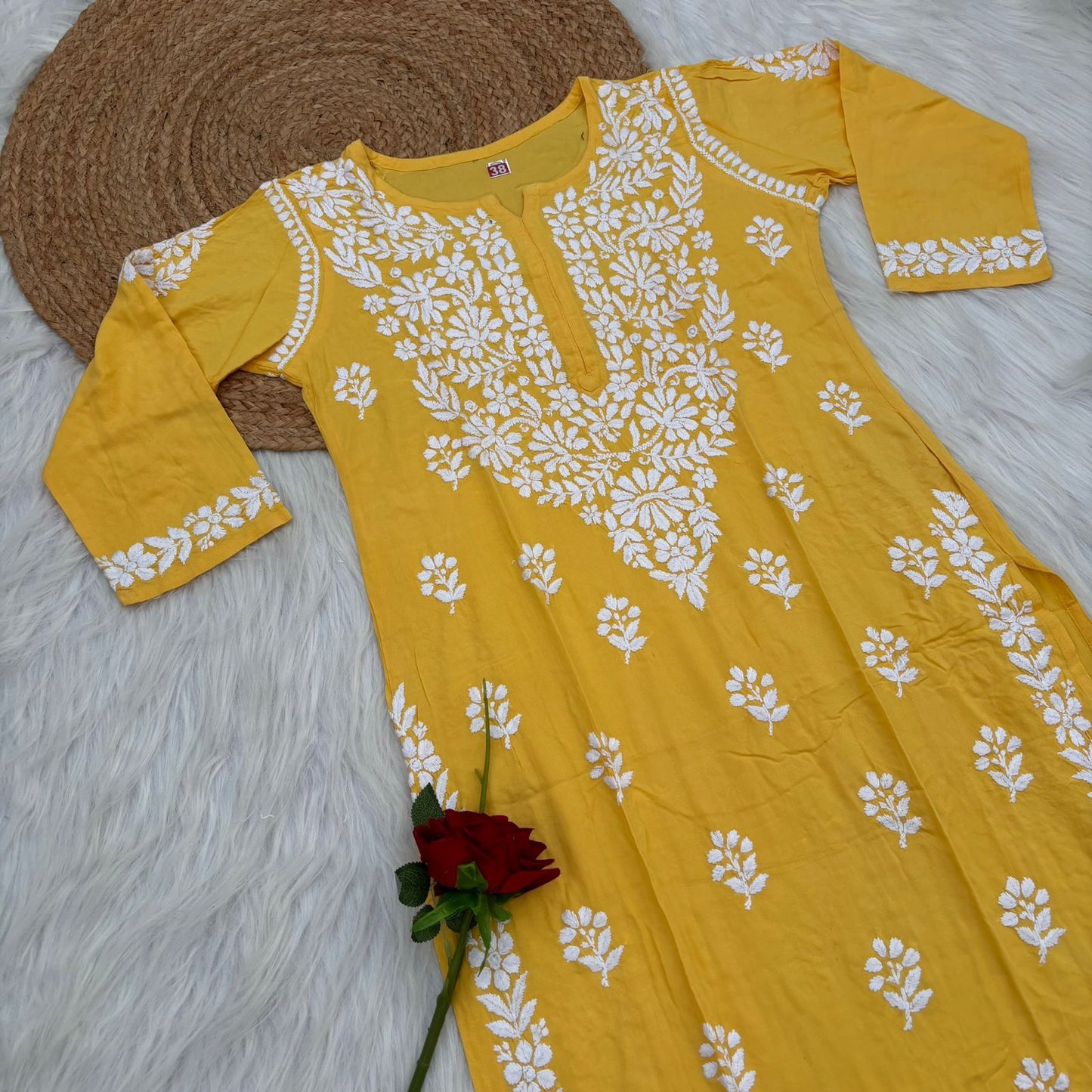 Maysa Soft Rayon Chikankari Kurti - Colour