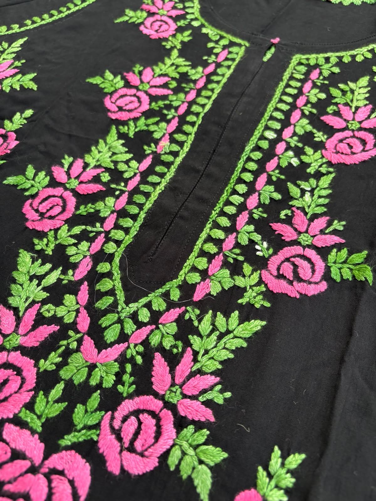 Sabah Rayon Handwork Chikankari Kurti Set - Pink Colour
