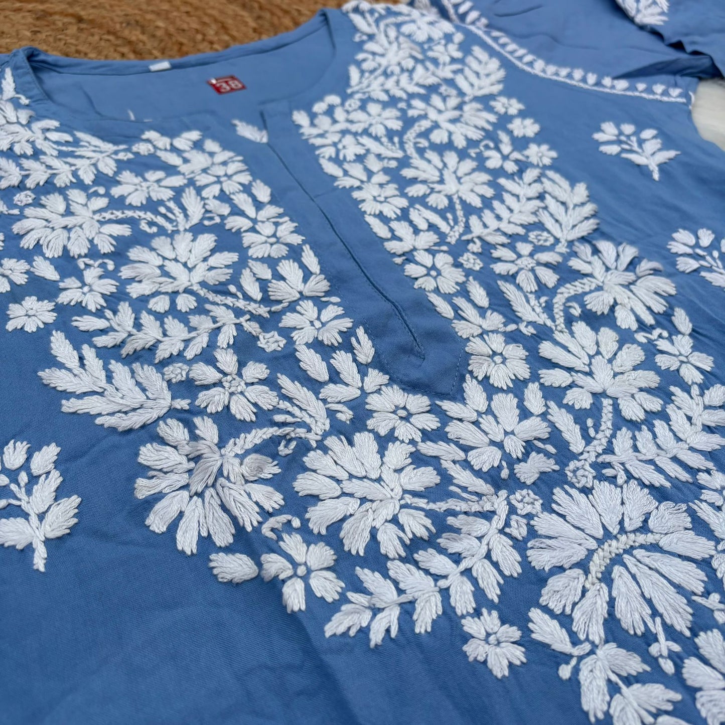 Maysa Soft Rayon Chikankari Kurti - Blue Colour
