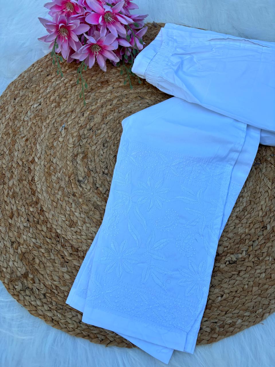 Cotton Lycra Fully Stretchable Chikankari Pant - Chikankaar