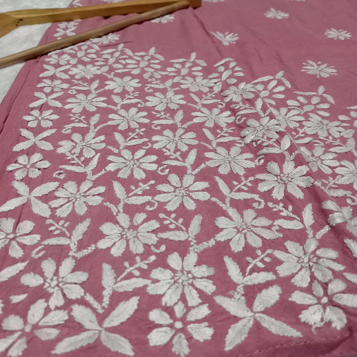 Zeenat Rayon Side Button Chikankari Kurti -Blush Colour - Chikankaar