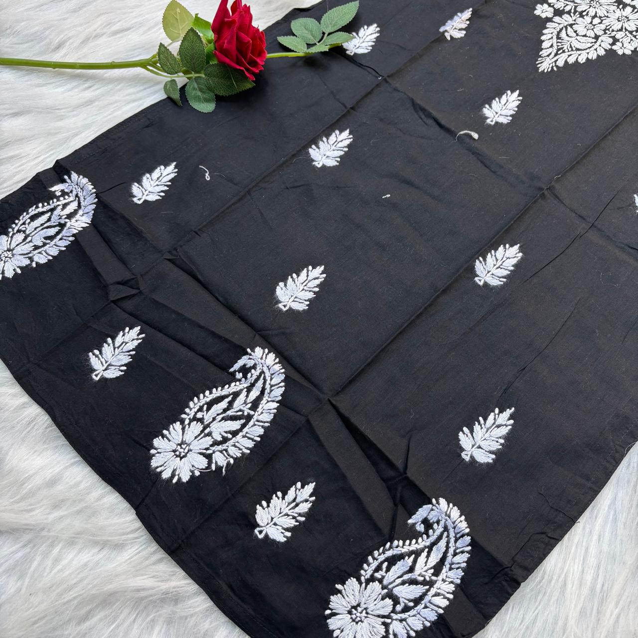 Sabeena Pure Cotton Chikankari Kurti Black Colour