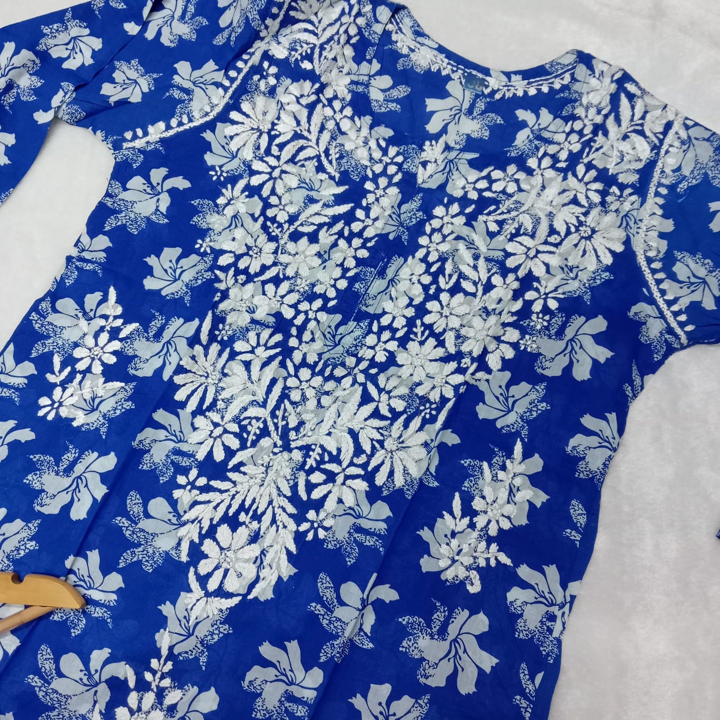 Suhana Khan Inspired Pure Mulmul Chikankari Kurti- Navy Blue Colour - Chikankaar