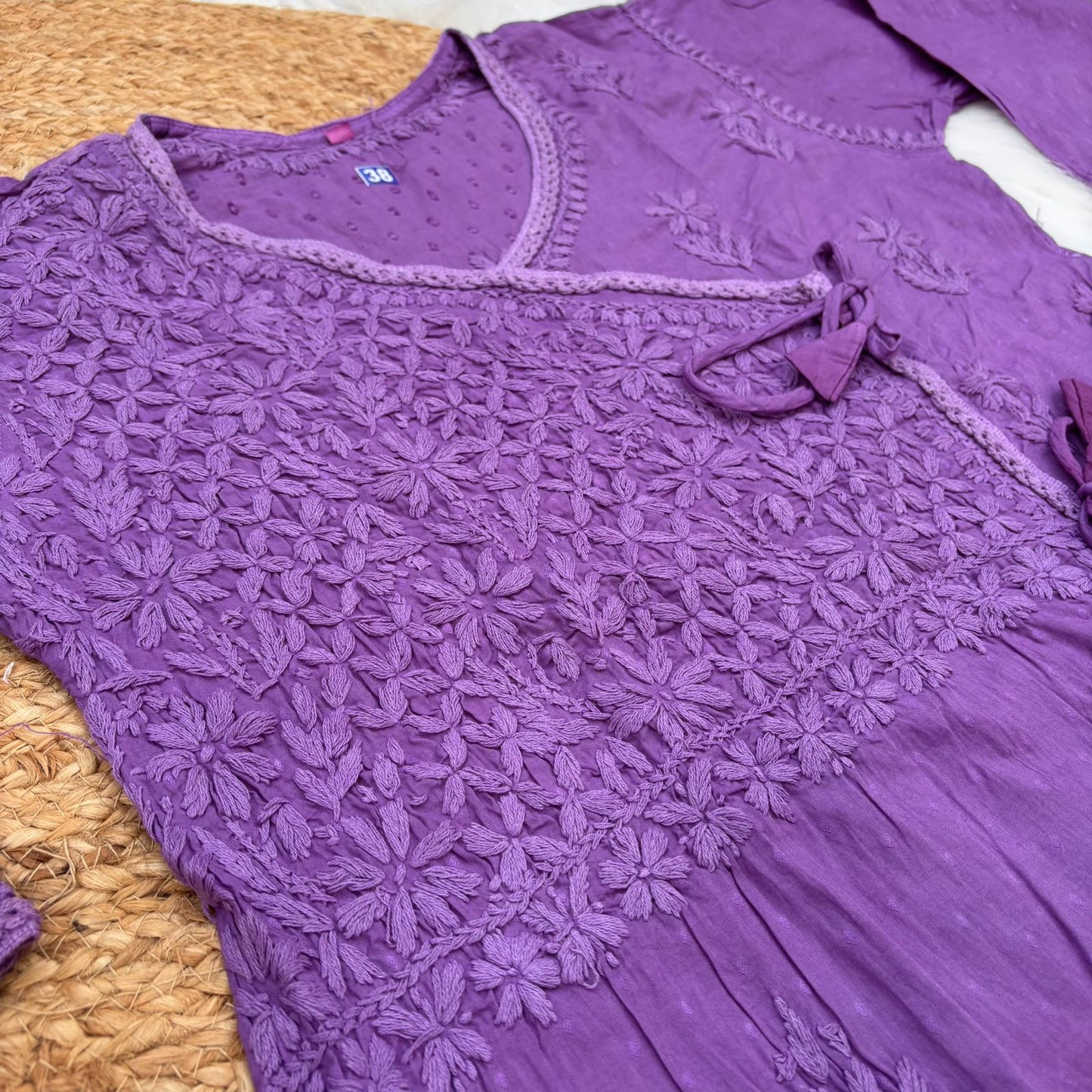 Shazia Ombre Shaded Dobby Cotton Chikankari Angarakha - Wine Colour