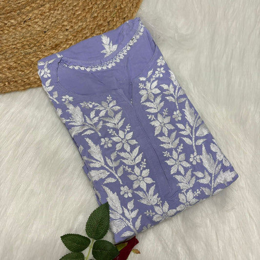 Avneet Kaur Inspired Modal Chikankari Kurti - Purple colour - Chikankaar