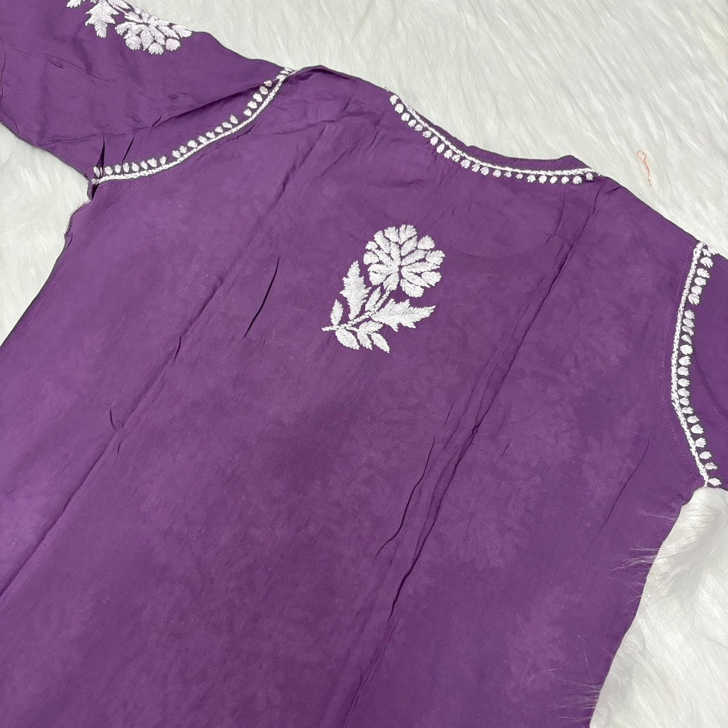 Avneet Kaur Inspired Modal Chikankari Kurti - Mauve colour - Chikankaar