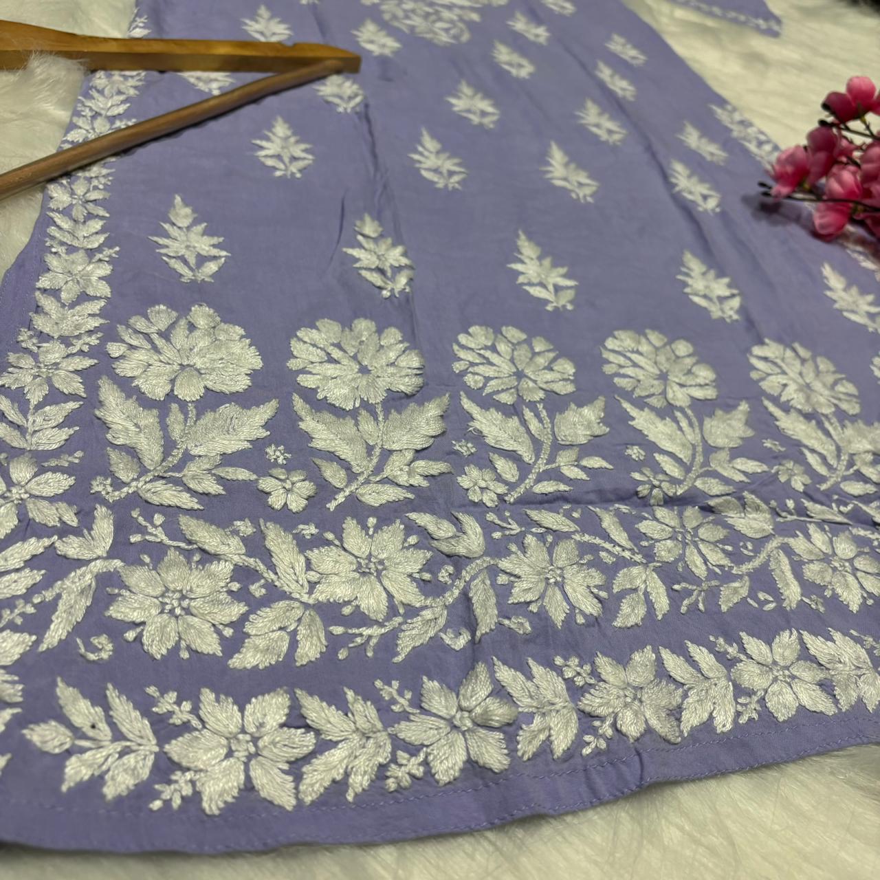 Avneet Kaur Inspired Modal Chikankari Kurti - Purple colour - Chikankaar