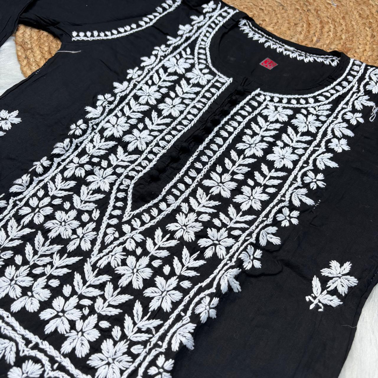 Shanaya Pure Cotton Chikankari Kurti Black Colour