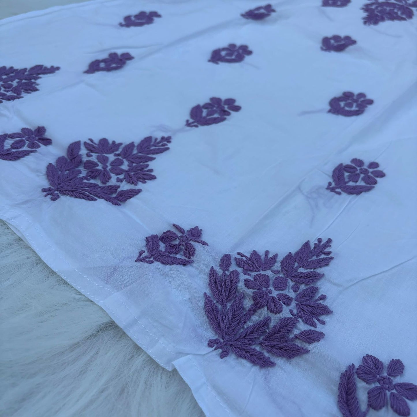 Shraddha Kapoor inspired Pure Cotton Chikankari Kurti - Purple Colour - Chikankaar