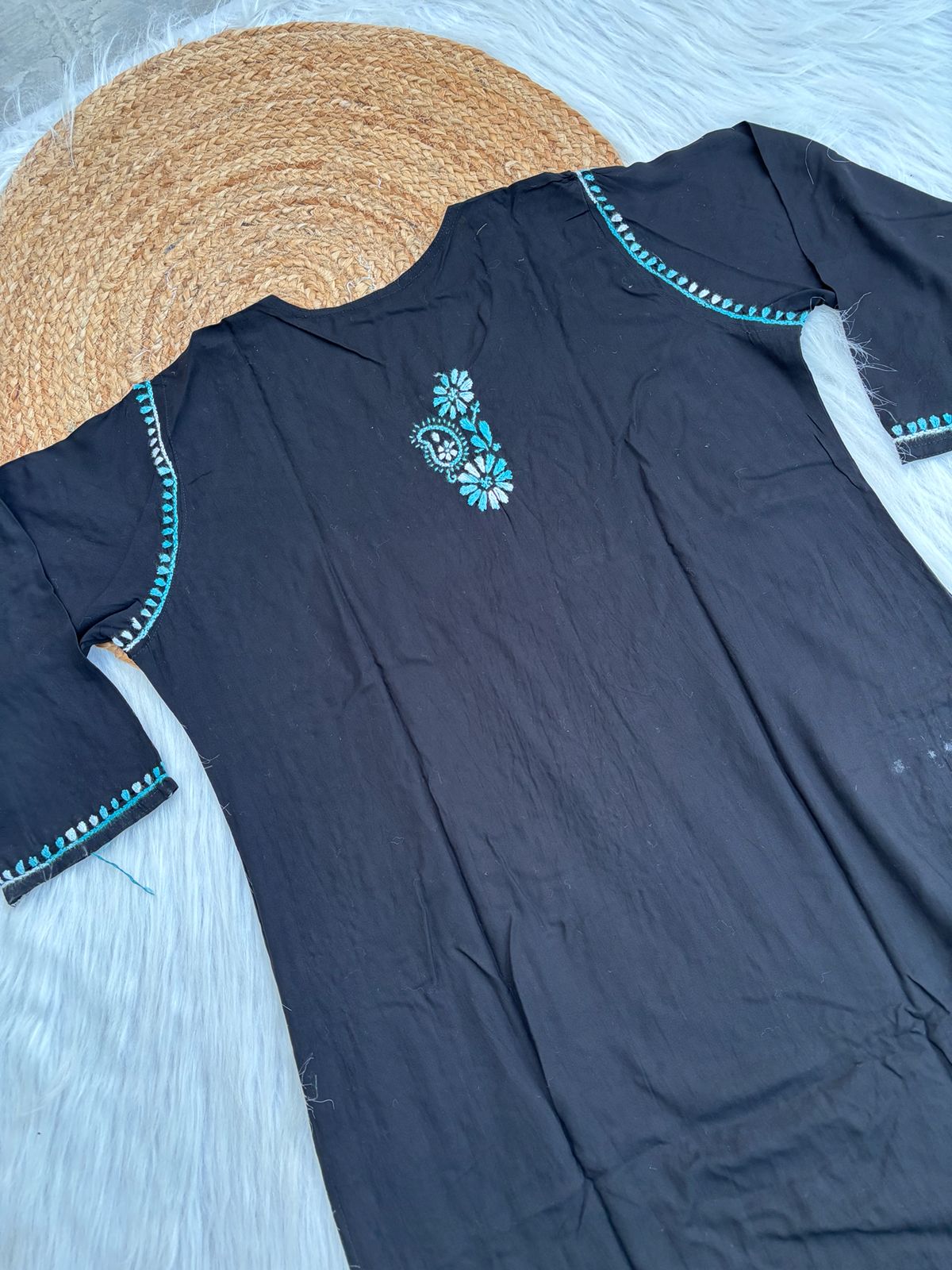 Ghada Soft Rayon Lucknowi Handwork Chikankari Kurti - Sea Green Colour
