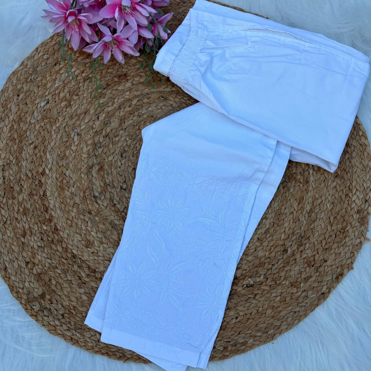 Cotton Lycra Fully Stretchable Chikankari Pant - Chikankaar