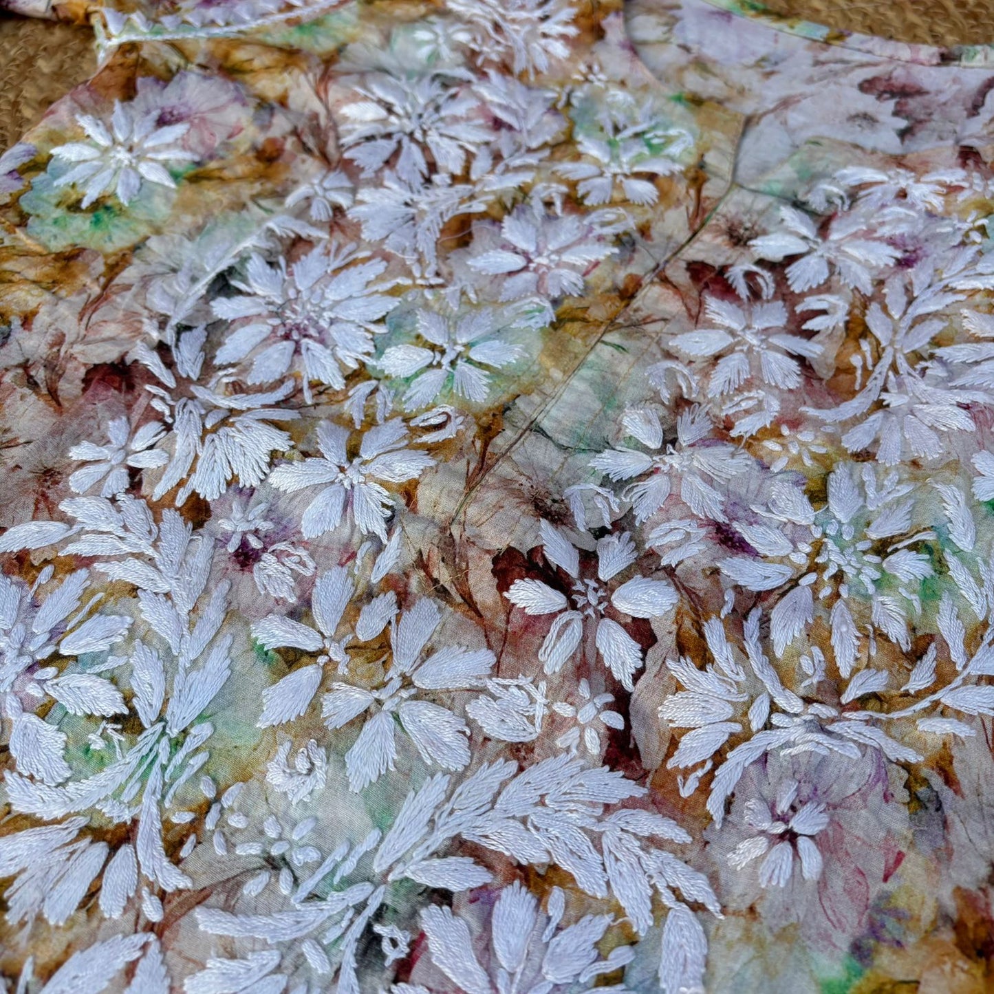 Fiza Pure Cotton Floral Lucknowi Chikankari Kurti - Yellow Colour