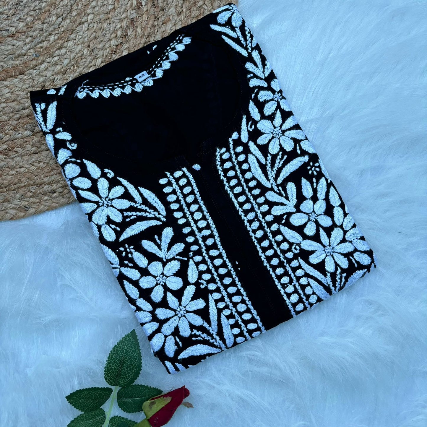 Avneet Kaur Inspired Modal Chikankari Kurti -Black colour - Chikankaar