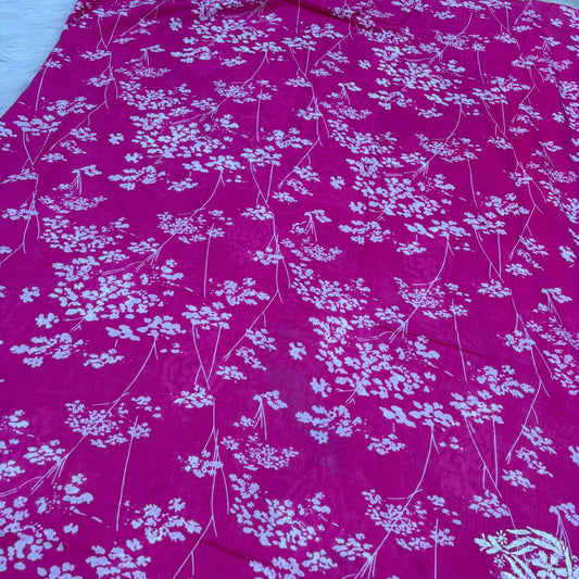 Nisha Pure Mulmul Unstitched Kurti - Pink color