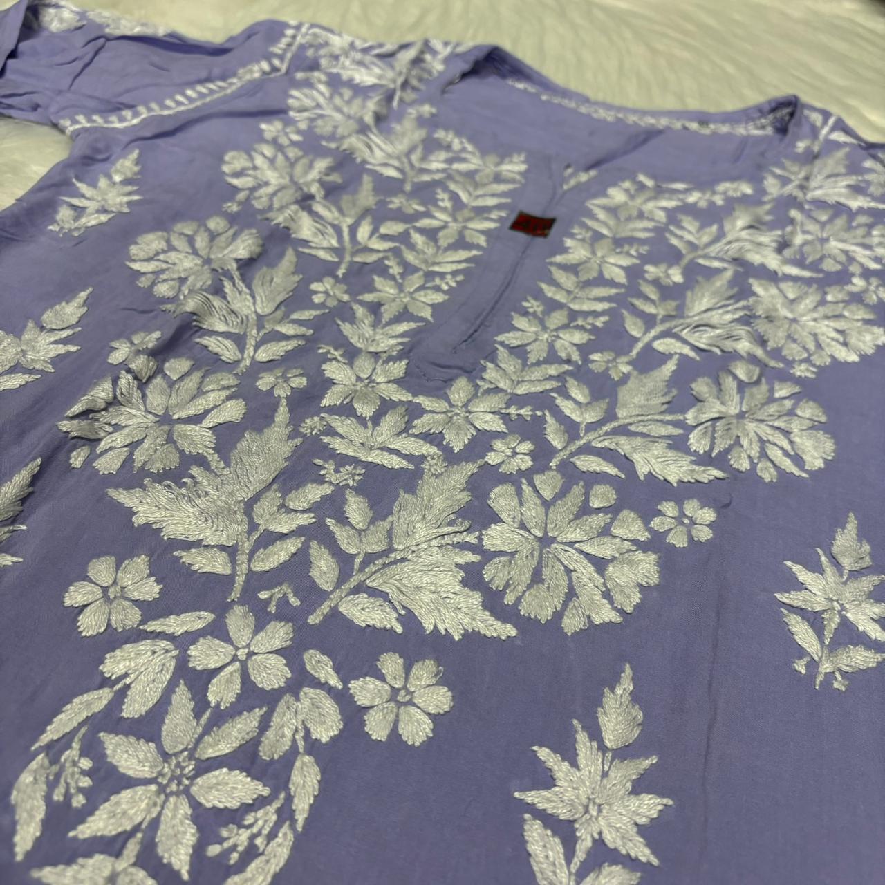 Avneet Kaur Inspired Modal Chikankari Kurti - Purple colour - Chikankaar