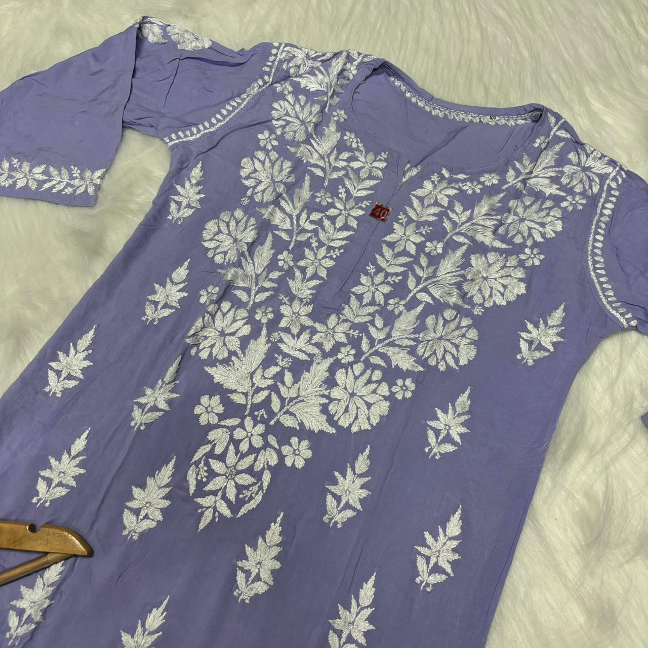 Avneet Kaur Inspired Modal Chikankari Kurti - Purple colour - Chikankaar