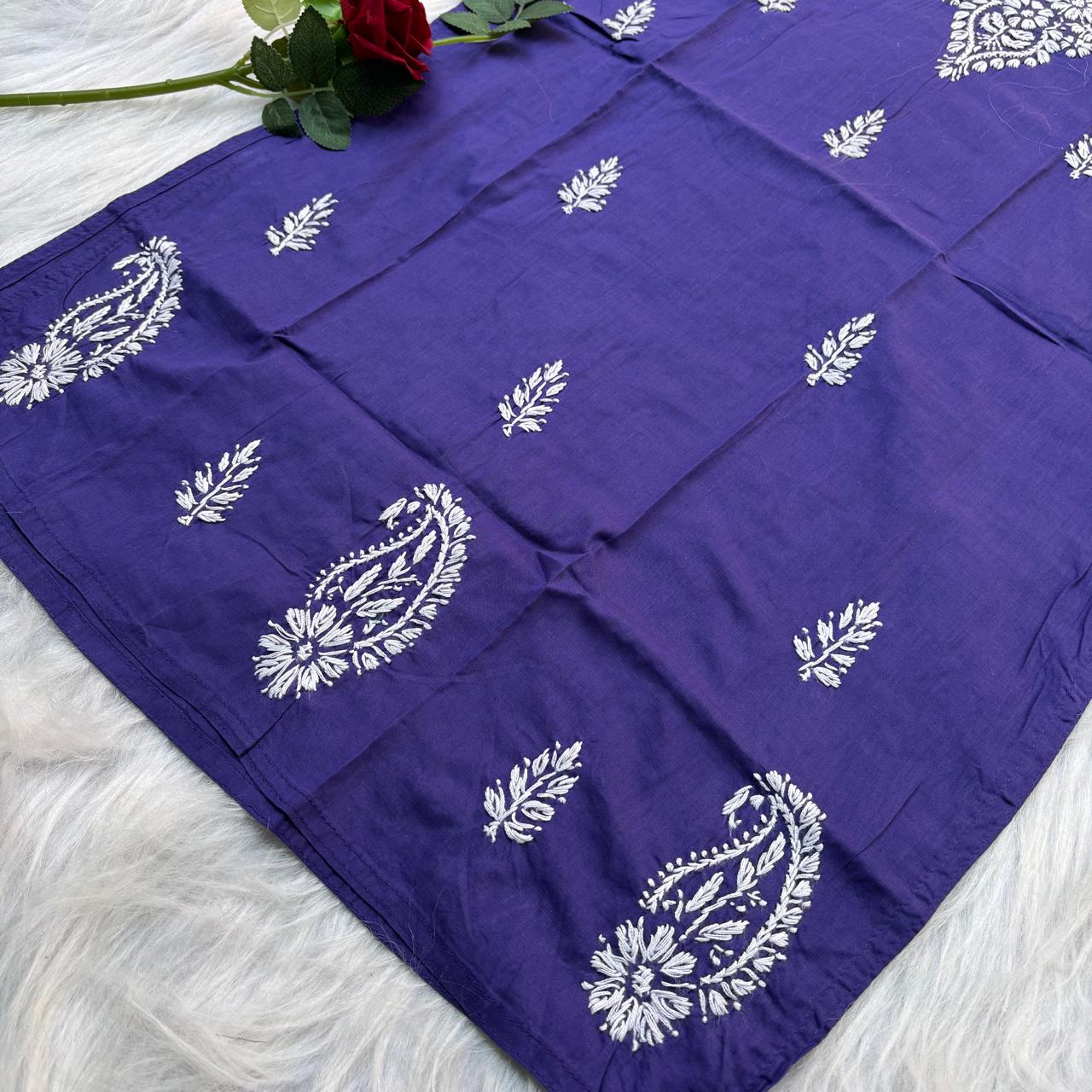 Sabeena Pure Cotton Chikankari Kurti Purple Colour