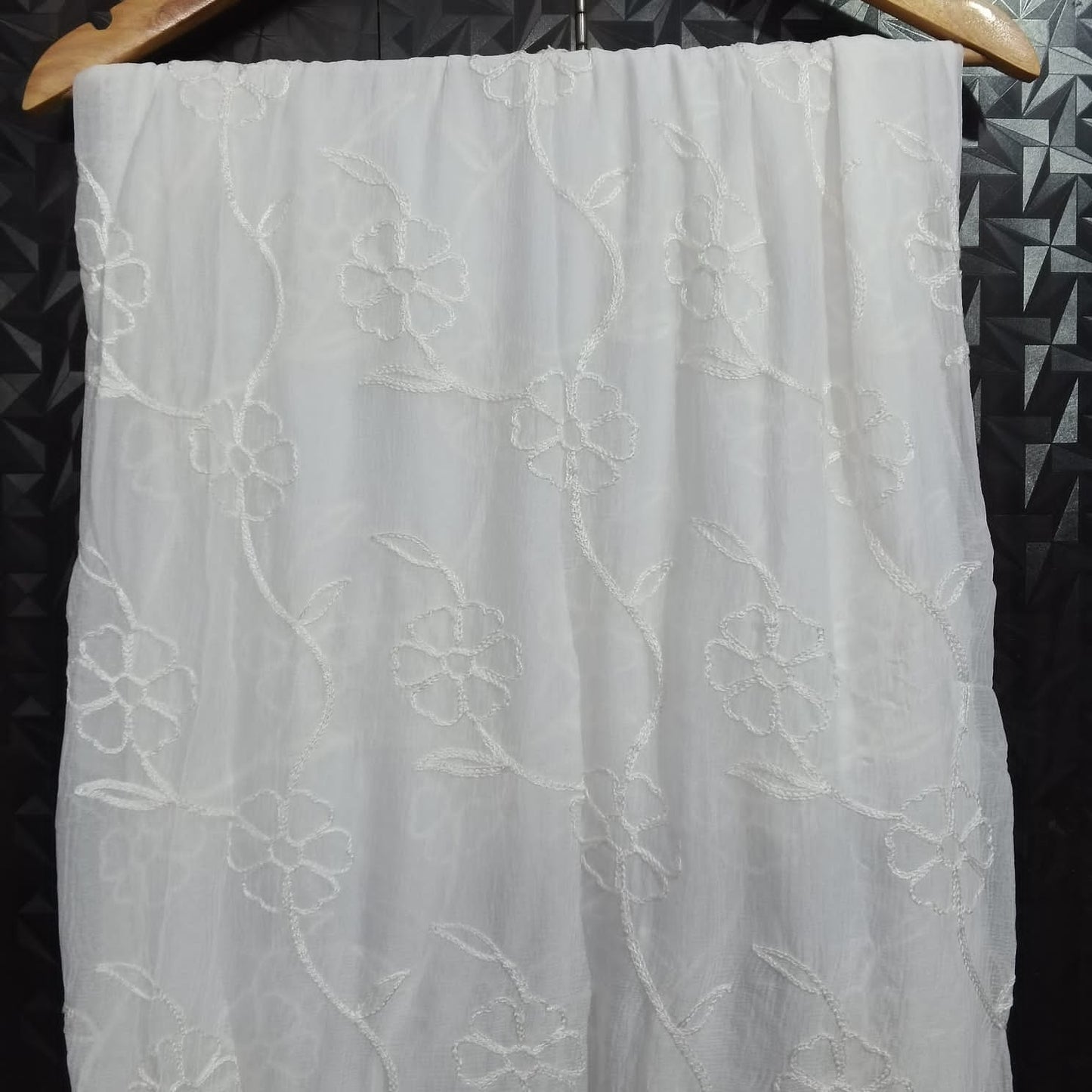 CHIFFON CHIKANKARI DYEABLE DUPATTA - Chikankaar