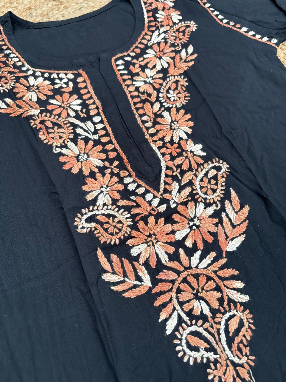 Lubna Rayon Handwork Chikankari Kurti Set- Peach Colour