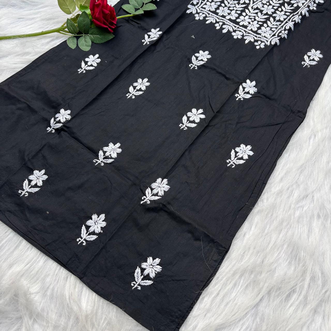 Shanaya Pure Cotton Chikankari Kurti Black Colour