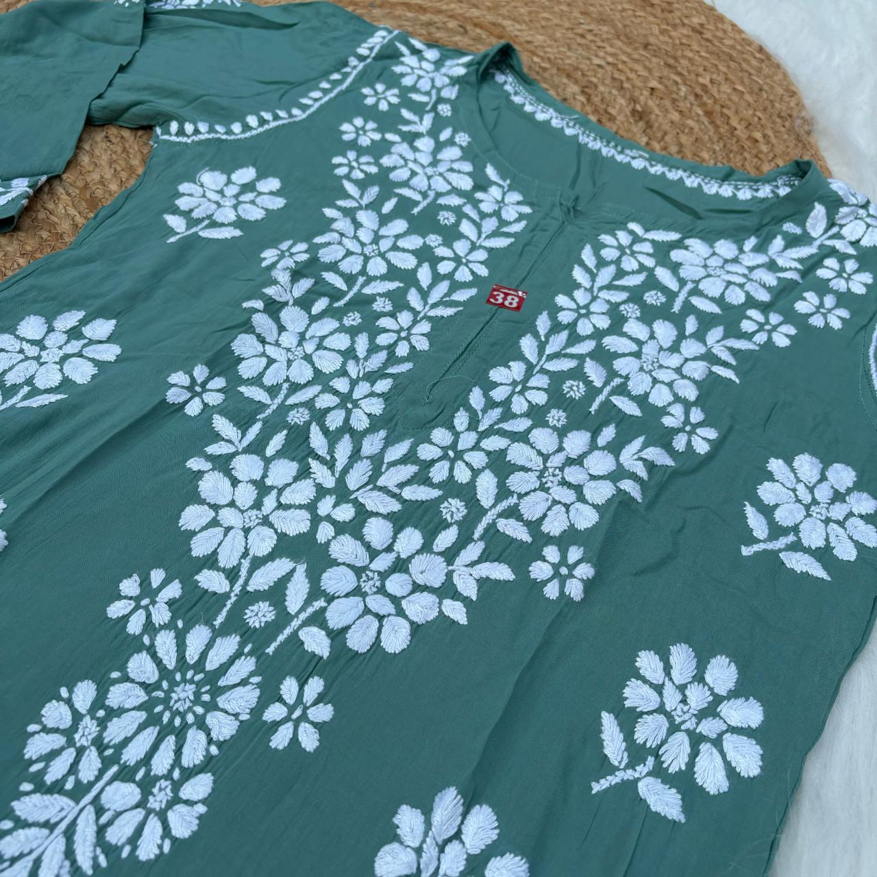 Avneet Kaur Inspired Modal Chikankari Kurti - Pista colour - Chikankaar