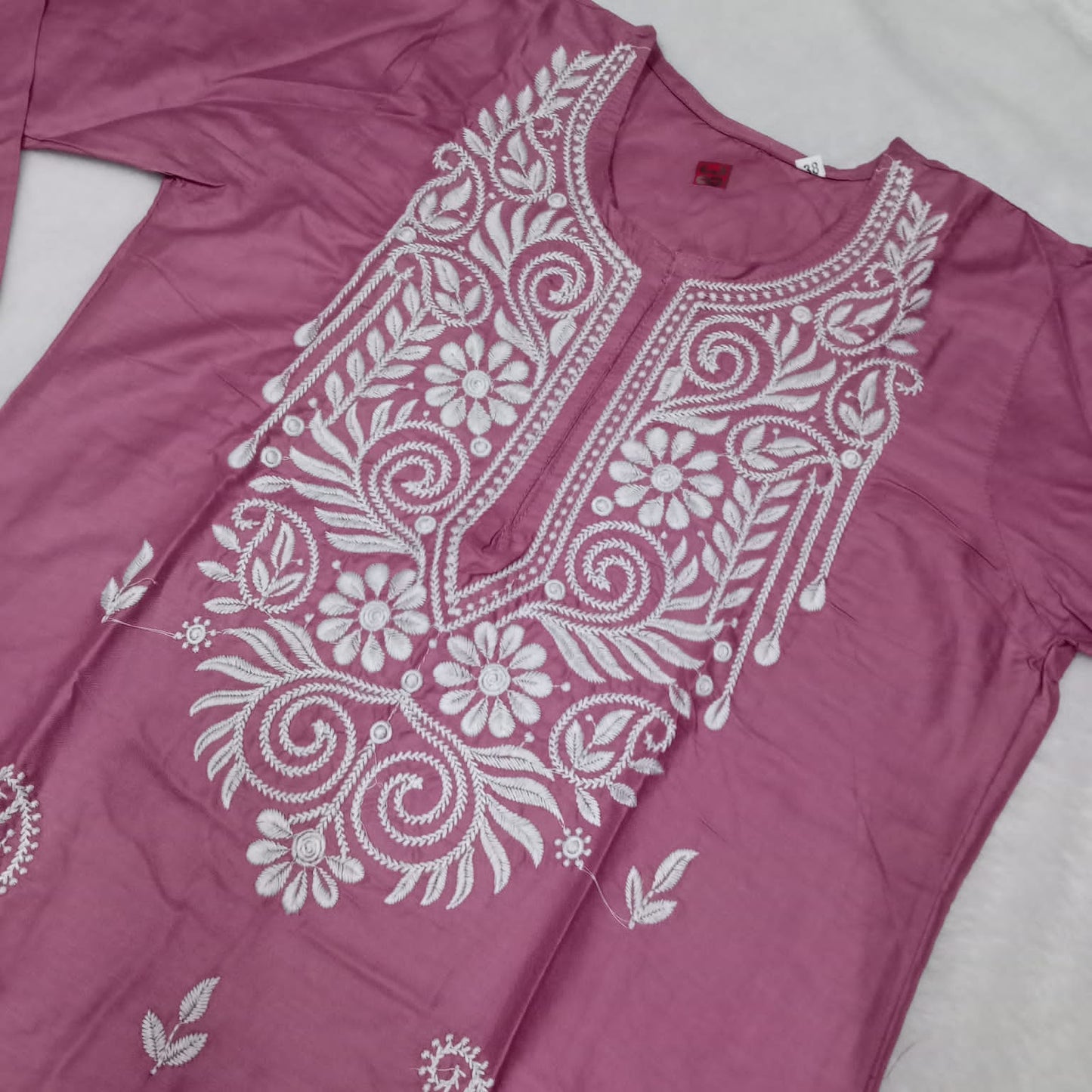 Rayon Chikankari Machine Work Kurti Plazo Set- Fuchsia Colour - Chikankaar