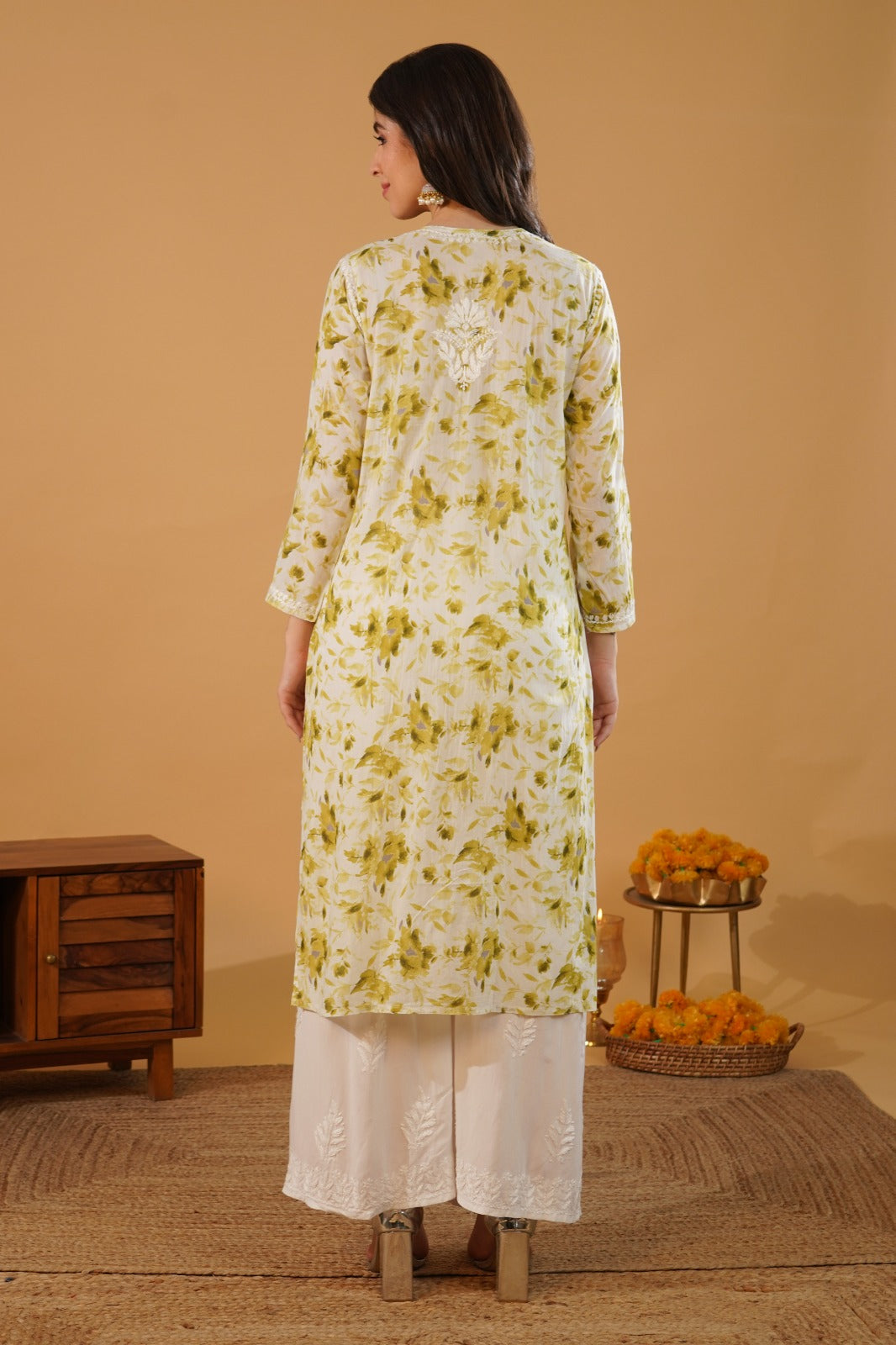 Amara Pure Mulmul Chikankari  Handwork Kurti -Green Colour