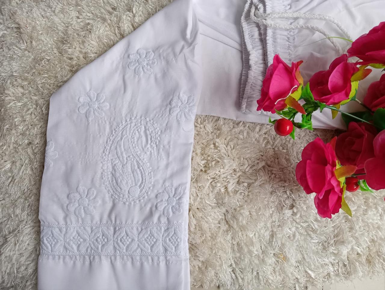 PURE COTTON CHIKANKARI PANT - chikankaar