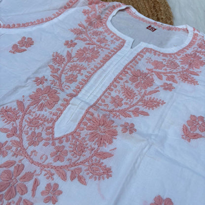 Shraddha Kapoor inspired Pure Cotton Chikankari Kurti - Baby Pink Colour