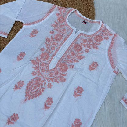 Shraddha Kapoor inspired Pure Cotton Chikankari Kurti - Baby Pink Colour
