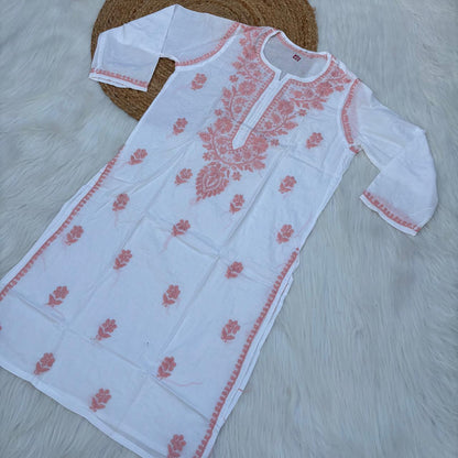 Shraddha Kapoor inspired Pure Cotton Chikankari Kurti - Baby Pink Colour
