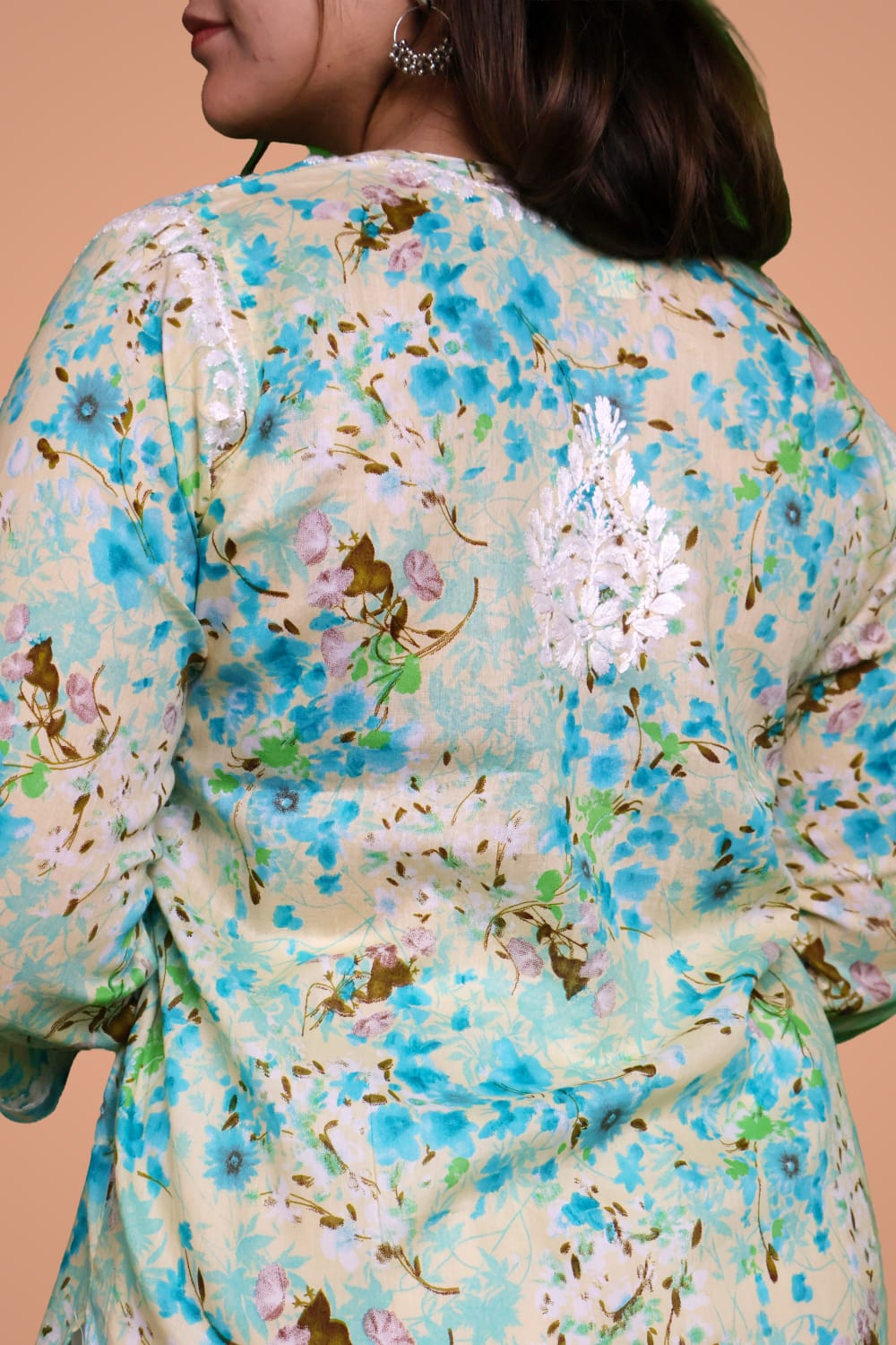 Nura Pure Mulmul Cotton Short Kurti - Sea Green Colour