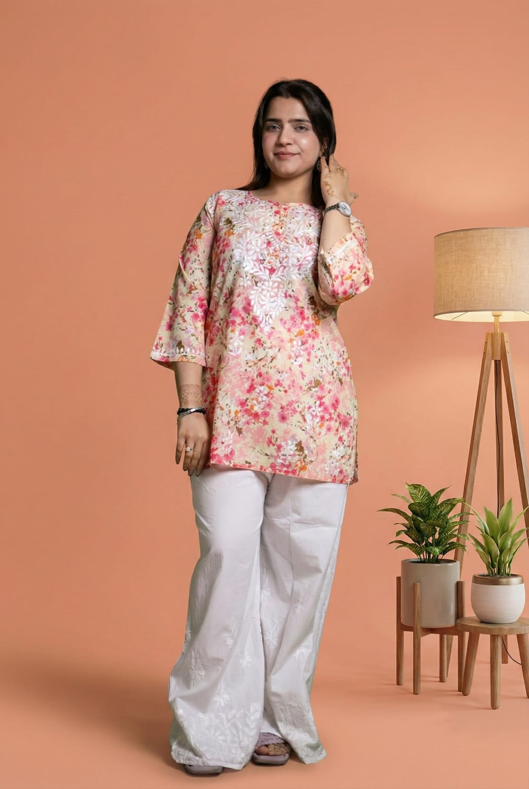 Nura Pure Mulmul Cotton Short Kurti - Red Colour